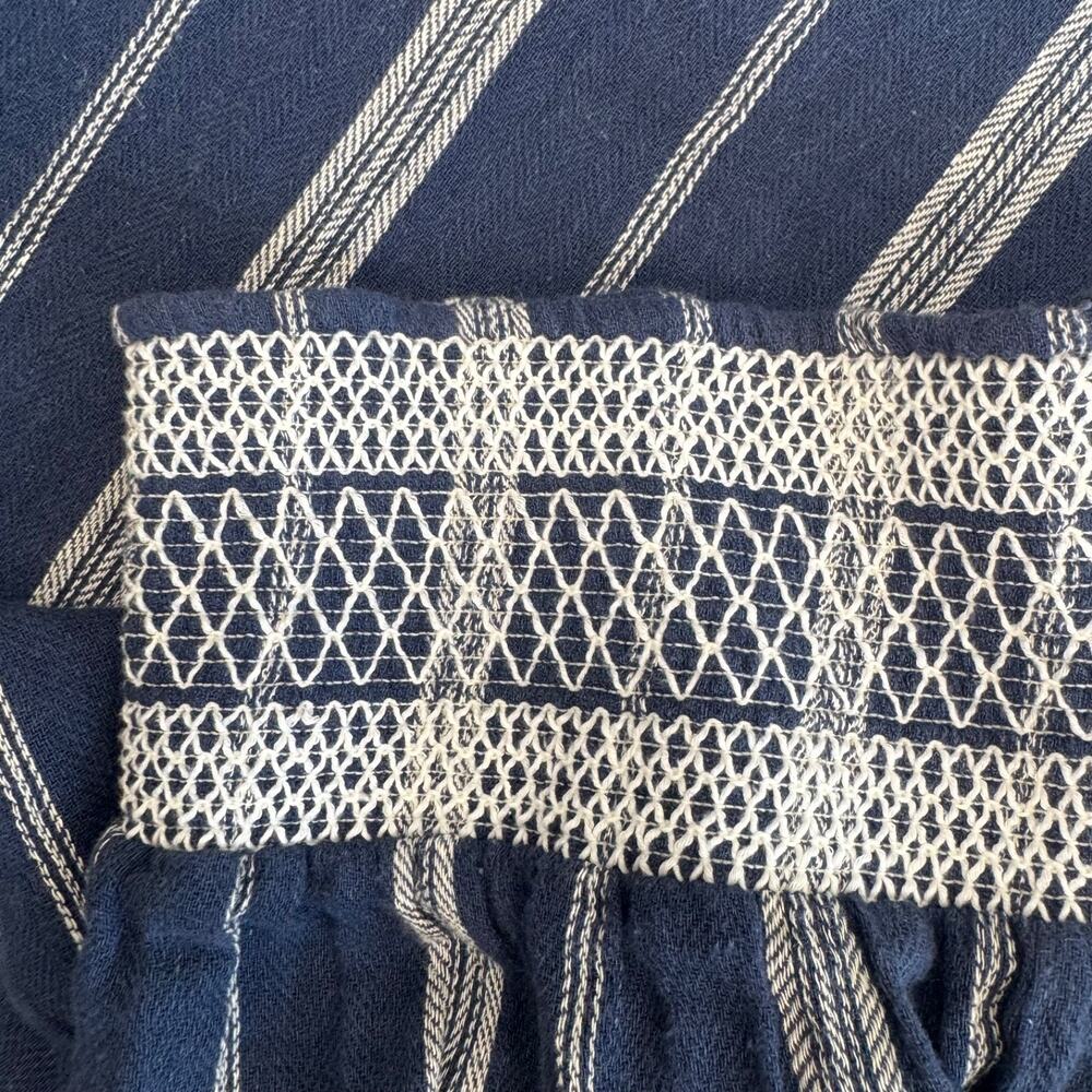 Indigo Rein Pants Womens Size Medium Blue White Striped Blend Wide Leg Smocked - Picture 3 of 10
